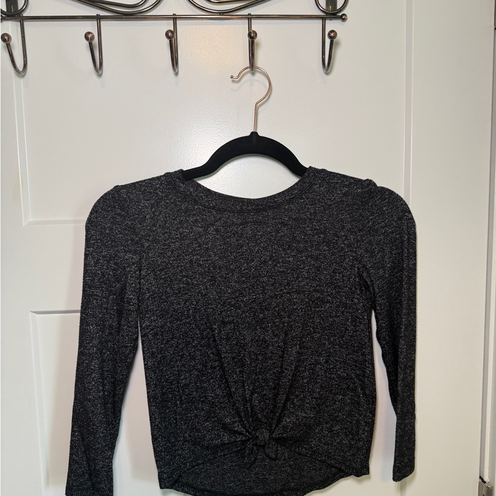 Gap Kids Girls Grey Tie Front Long Sleeve Top Shirt Size S (6-7)